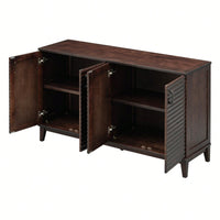 4 Door Large Storage Buffet With Adjustable Shelves And Metal Handles For Kitchen, Living Room, Dining Room