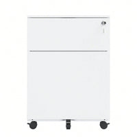 2 Drawer Mobile File Cabinet, Steel File Cabinet For Legal/Letter/A4/F4 Size, Fully Assembled Include Wheels, Home/ Office Design