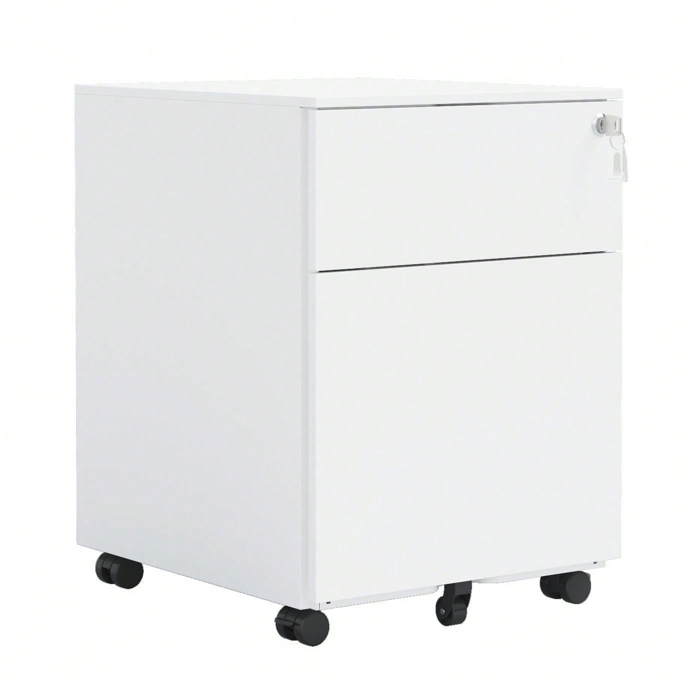 2 Drawer Mobile File Cabinet, Steel File Cabinet For Legal/Letter/A4/F4 Size, Fully Assembled Include Wheels, Home/ Office Design