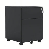 2 Drawer Mobile File Cabinet, Steel File Cabinet For Legal/Letter/A4/F4 Size, Fully Assembled Include Wheels, Home/ Office Design