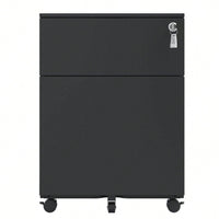 2 Drawer Mobile File Cabinet, Steel File Cabinet For Legal/Letter/A4/F4 Size, Fully Assembled Include Wheels, Home/ Office Design