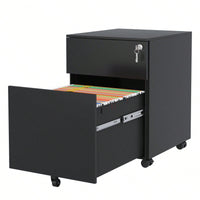 2 Drawer Mobile File Cabinet, Steel File Cabinet For Legal/Letter/A4/F4 Size, Fully Assembled Include Wheels, Home/ Office Design