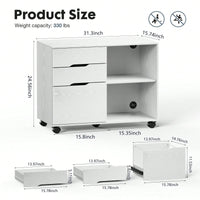 5-Drawer File Cabinet For Home Office, Mobile Lateral Filing Cabinet, Printer Stand With Open Storage Shelves