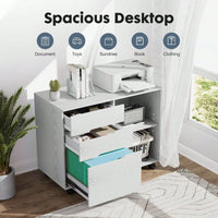 5-Drawer File Cabinet For Home Office, Mobile Lateral Filing Cabinet, Printer Stand With Open Storage Shelves