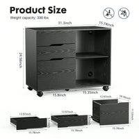 5-Drawer File Cabinet For Home Office, Mobile Lateral Filing Cabinet, Printer Stand With Open Storage Shelves