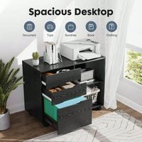 5-Drawer File Cabinet For Home Office, Mobile Lateral Filing Cabinet, Printer Stand With Open Storage Shelves