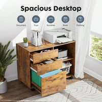 5-Drawer File Cabinet For Home Office, Mobile Lateral Filing Cabinet, Printer Stand With Open Storage Shelves