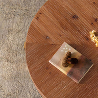 Modern Retro Splicing Round Coffee Table, Fir Wood Table Top With Black Cross Legs Base