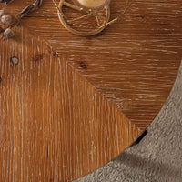 Modern Retro Splicing Round Coffee Table, Fir Wood Table Top With Black Cross Legs Base