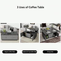 Multi-Functional Rectangle Lift-Top Coffee Table Extendable With Storage