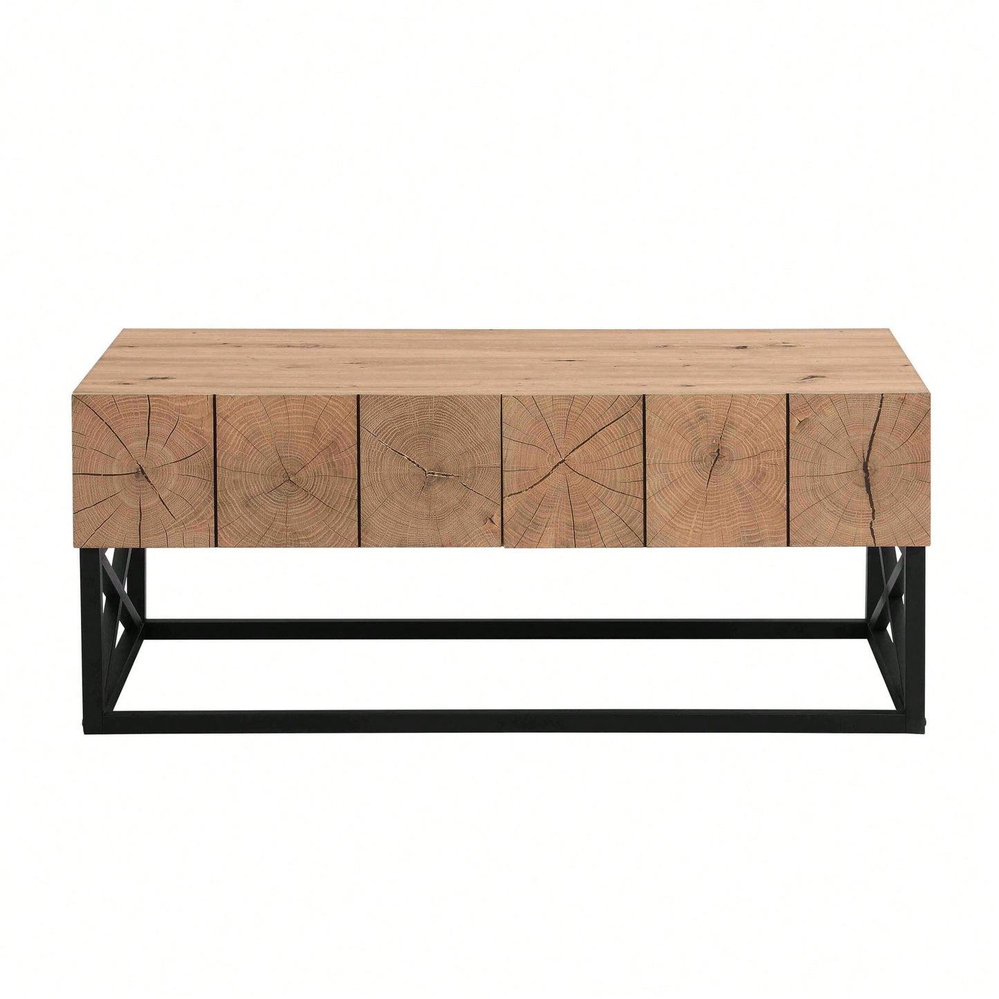 Luxury Coffee Table With Two Drawers, Industrial Coffee Table For Living Room, Bedroom & Office