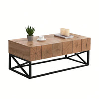 Luxury Coffee Table With Two Drawers, Industrial Coffee Table For Living Room, Bedroom & Office