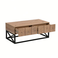 Luxury Coffee Table With Two Drawers, Industrial Coffee Table For Living Room, Bedroom & Office