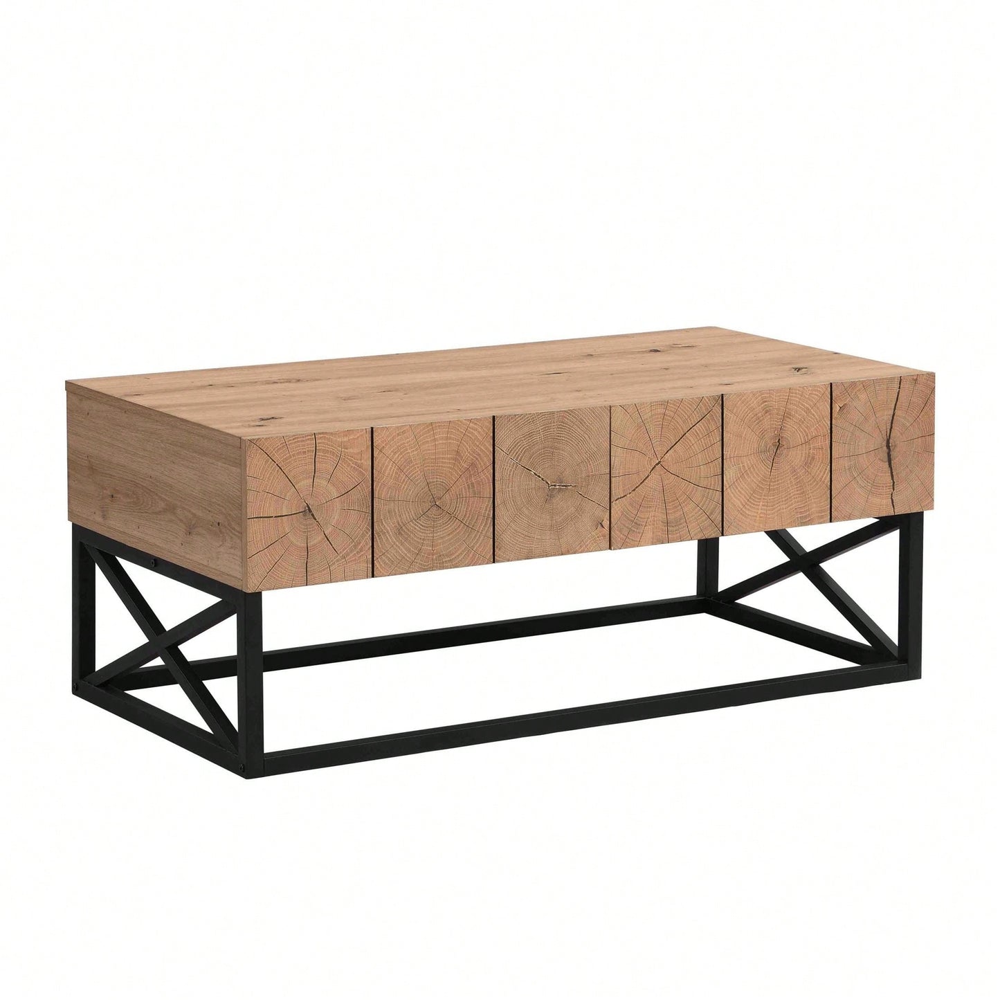 Luxury Coffee Table With Two Drawers, Industrial Coffee Table For Living Room, Bedroom & Office