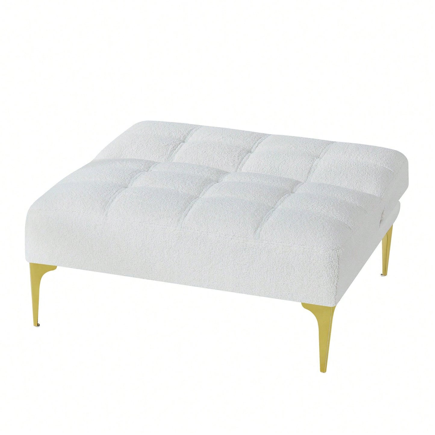 Convertible Single Sofa Bed Futon With Gold Metal Legs Teddy Fabric