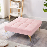 Convertible Single Sofa Bed Futon With Gold Metal Legs Teddy Fabric