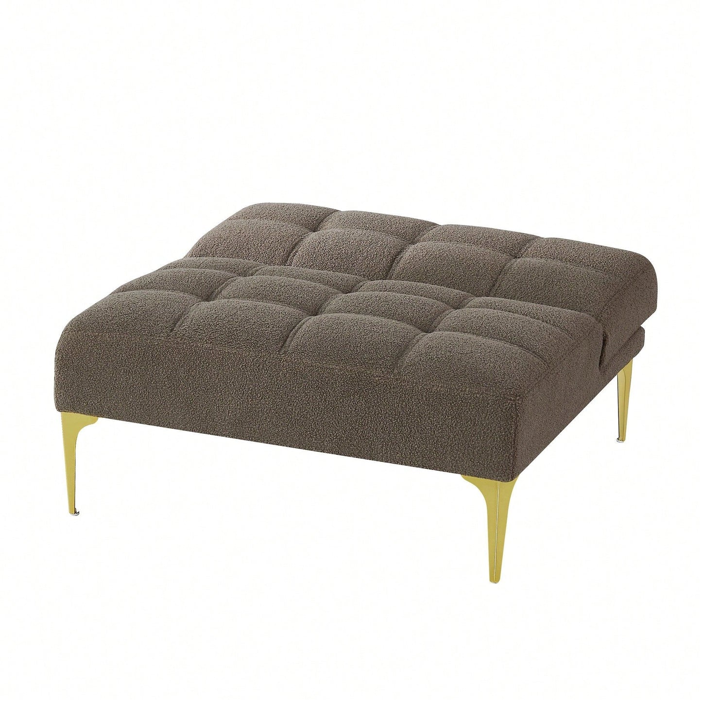 Convertible Single Sofa Bed Futon With Gold Metal Legs Teddy Fabric