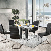 Set Of 2 Chairs Kitchen Dining Room Metal Chrome Legs, Contemporary Padded Leatherette