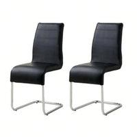 Set Of 2 Chairs Kitchen Dining Room Metal Chrome Legs, Contemporary Padded Leatherette