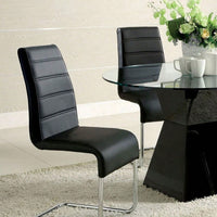 Set Of 2 Chairs Kitchen Dining Room Metal Chrome Legs, Contemporary Padded Leatherette