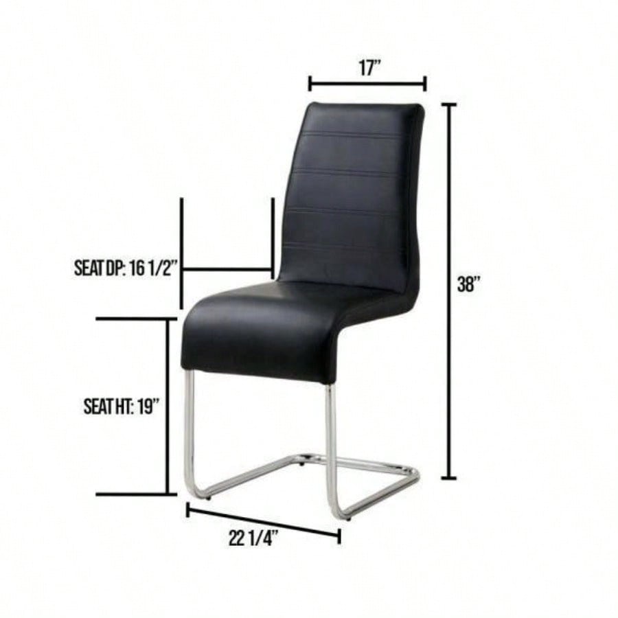 Set Of 2 Chairs Kitchen Dining Room Metal Chrome Legs, Contemporary Padded Leatherette