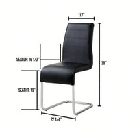 Set Of 2 Chairs Kitchen Dining Room Metal Chrome Legs, Contemporary Padded Leatherette