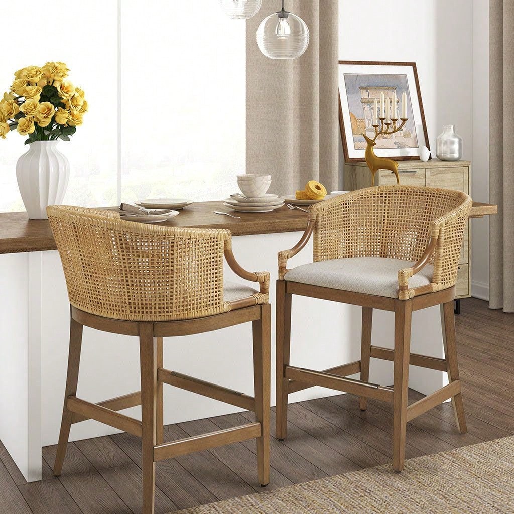 Rattan Counter Stool 25" H