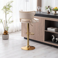 Bar Stools With Back And Footrest Counter Height Dining Chairs-2PCS/SET