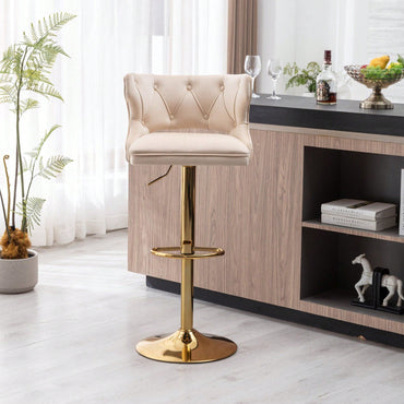 Bar Stools With Back And Footrest Counter Height Dining Chairs-2PCS/SET
