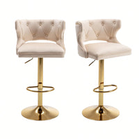 Bar Stools With Back And Footrest Counter Height Dining Chairs-2PCS/SET