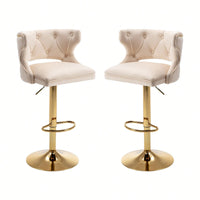 Bar Stools With Back And Footrest Counter Height Dining Chairs-2PCS/SET