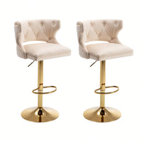 Bar Stools With Back And Footrest Counter Height Dining Chairs-2PCS/SET