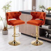Bar Stools With Back And Footrest Counter Height Dining Chairs-2PCS/SET