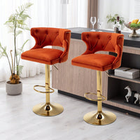 Bar Stools With Back And Footrest Counter Height Dining Chairs-2PCS/SET