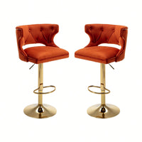 Bar Stools With Back And Footrest Counter Height Dining Chairs-2PCS/SET