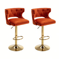 Bar Stools With Back And Footrest Counter Height Dining Chairs-2PCS/SET