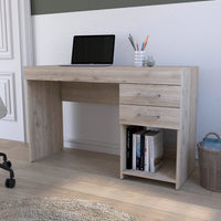 Computer Desk, Two Drawers, Light Grey Finish