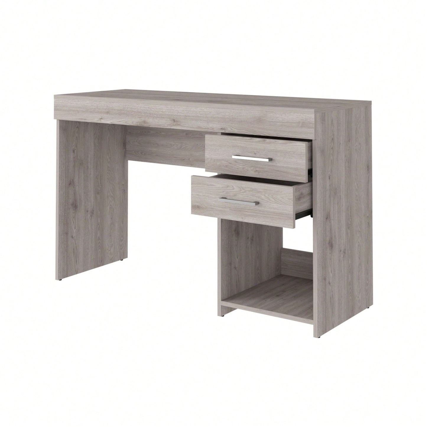 Computer Desk, Two Drawers, Light Grey Finish