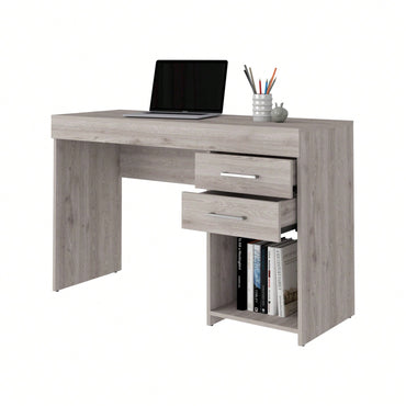Computer Desk, Two Drawers, Light Grey Finish