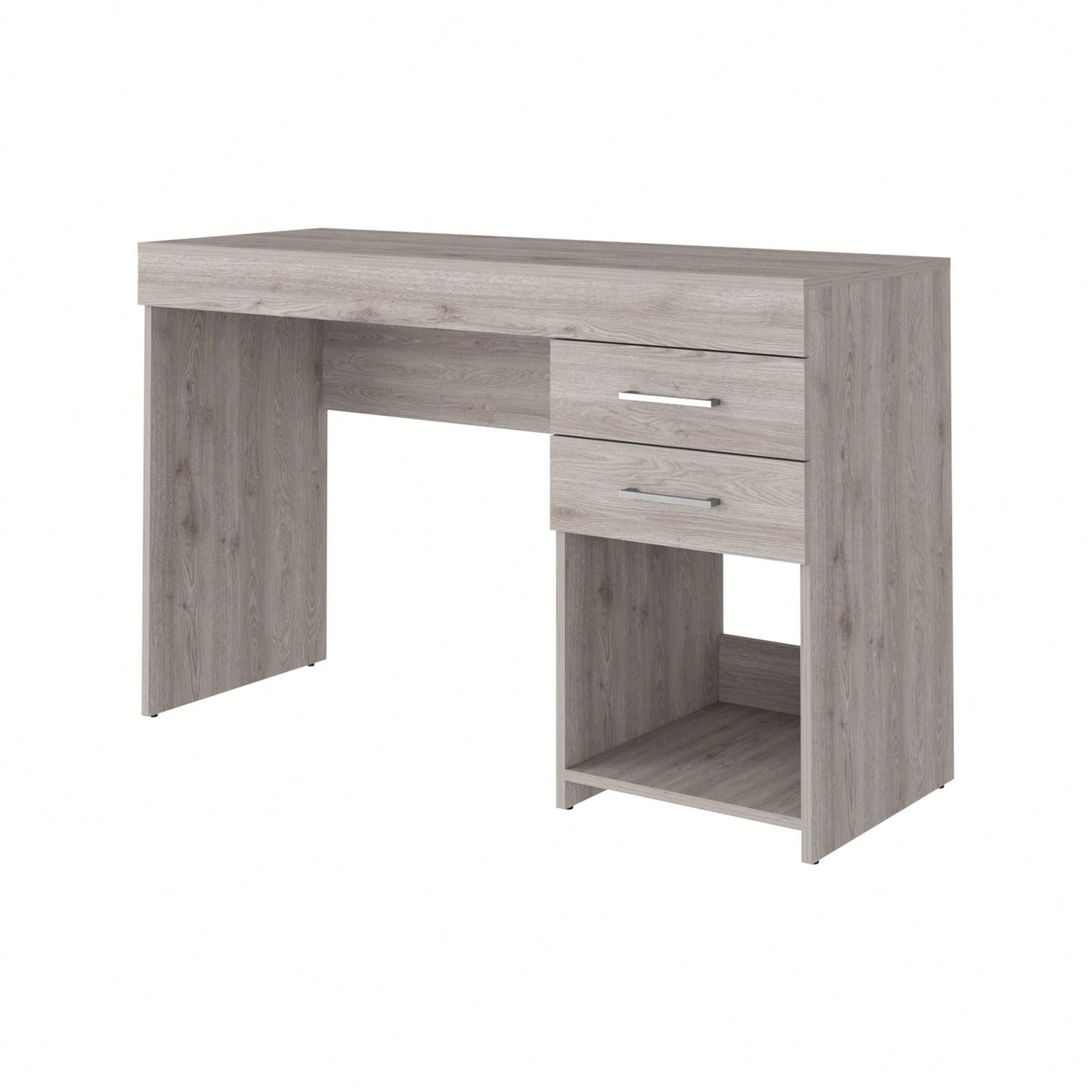 Computer Desk, Two Drawers, Light Grey Finish