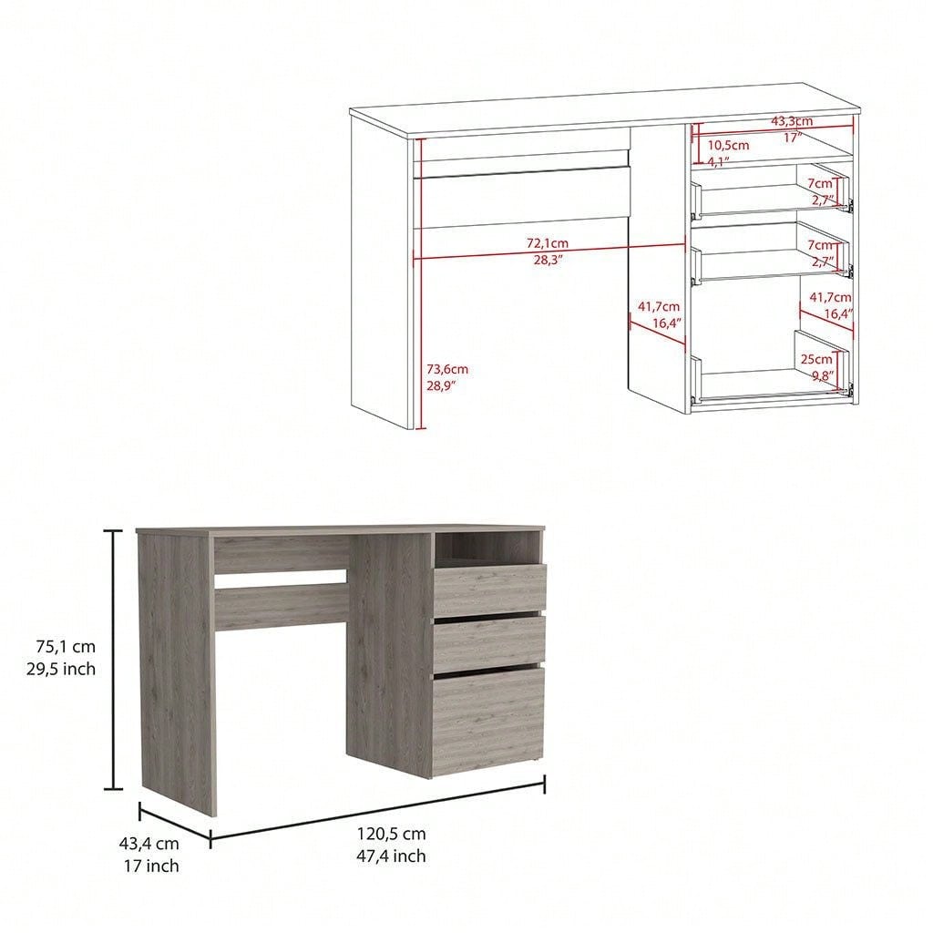 Computer Desk, One Shelf, Light Grey Finish