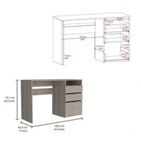 Computer Desk, One Shelf, Light Grey Finish