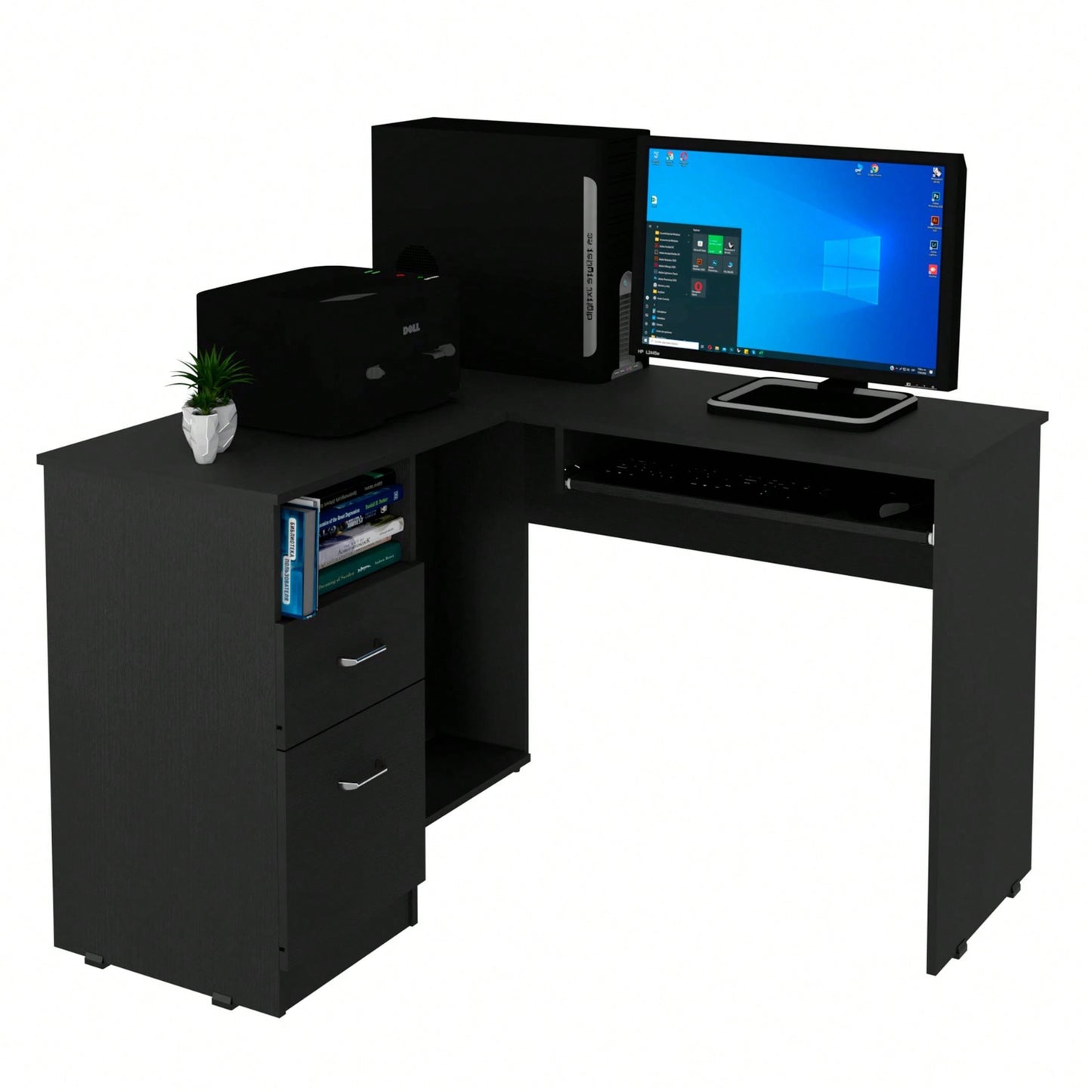 L-Shaped Desk, Keyboard Shelf