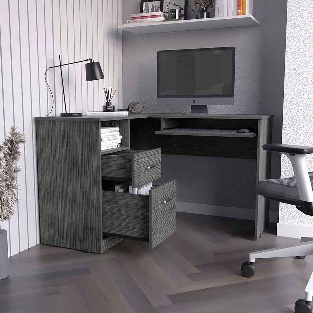 L-Shaped Desk, Keyboard Shelf