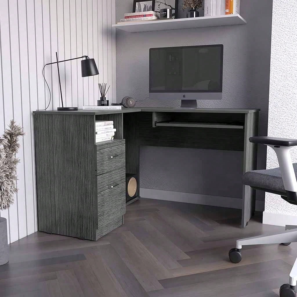 L-Shaped Desk, Keyboard Shelf