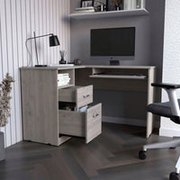 L-Shaped Desk, Keyboard Shelf