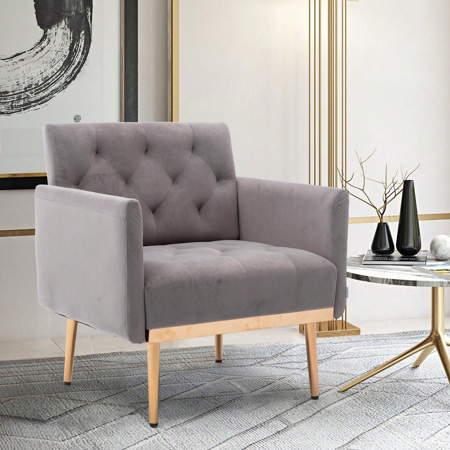 Accent Chair , Leisure Single Sofa With Rose Golden Feet