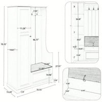 Minimalist Hall Tree with Flip-Up Bench and Adjustable Shelves for Entryway Storage and Organization