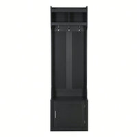 Sleek Minimalist Hall Tree with Storage Cabinet and 6 Hooks for Entryway and Living Room