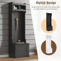 Sleek Minimalist Hall Tree with Storage Cabinet and 6 Hooks for Entryway and Living Room